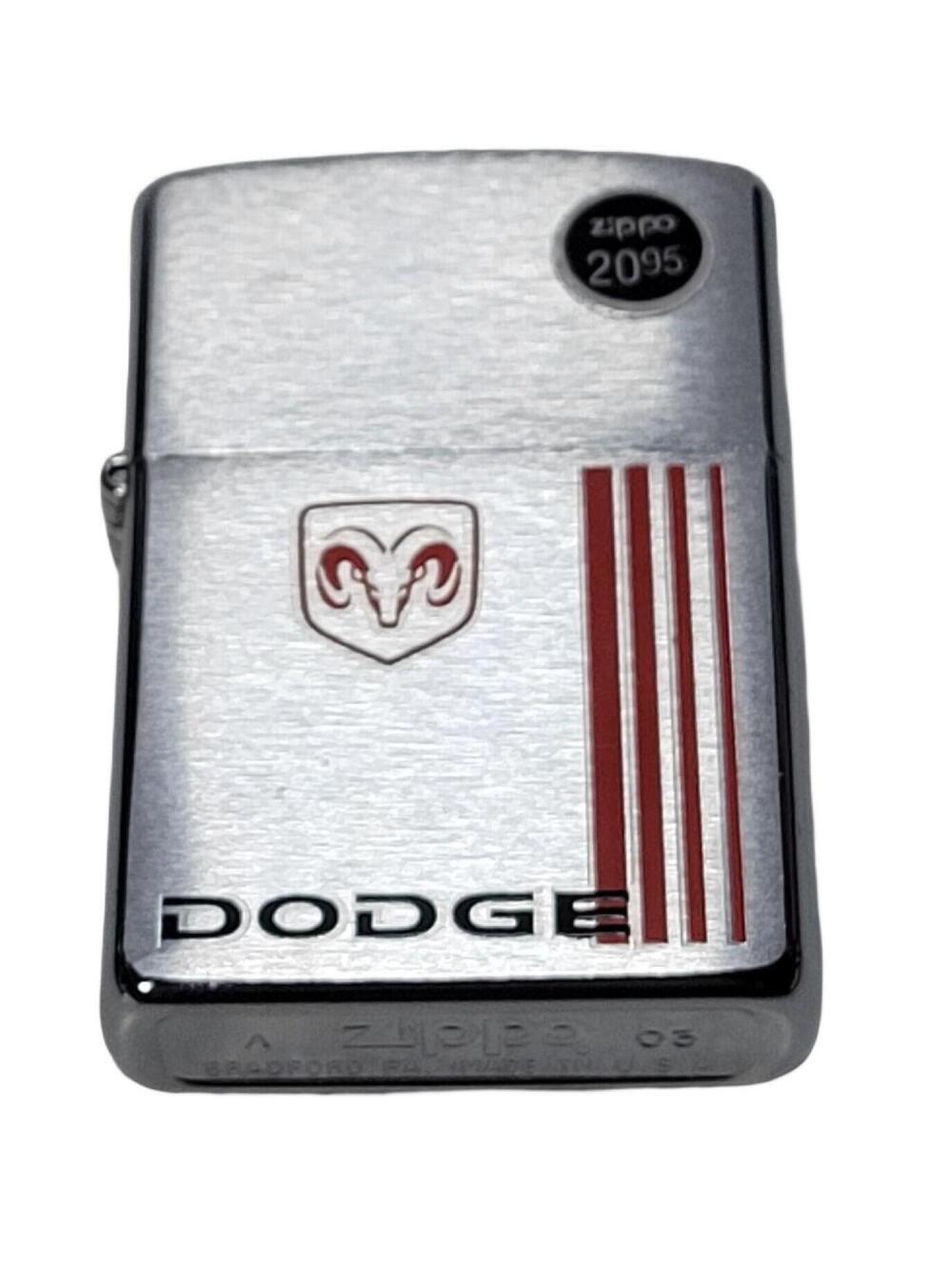 Vintage Zippo Dodge Ram Lighter 2003 Brushed Chrome Red Stripes Brand New Sealed